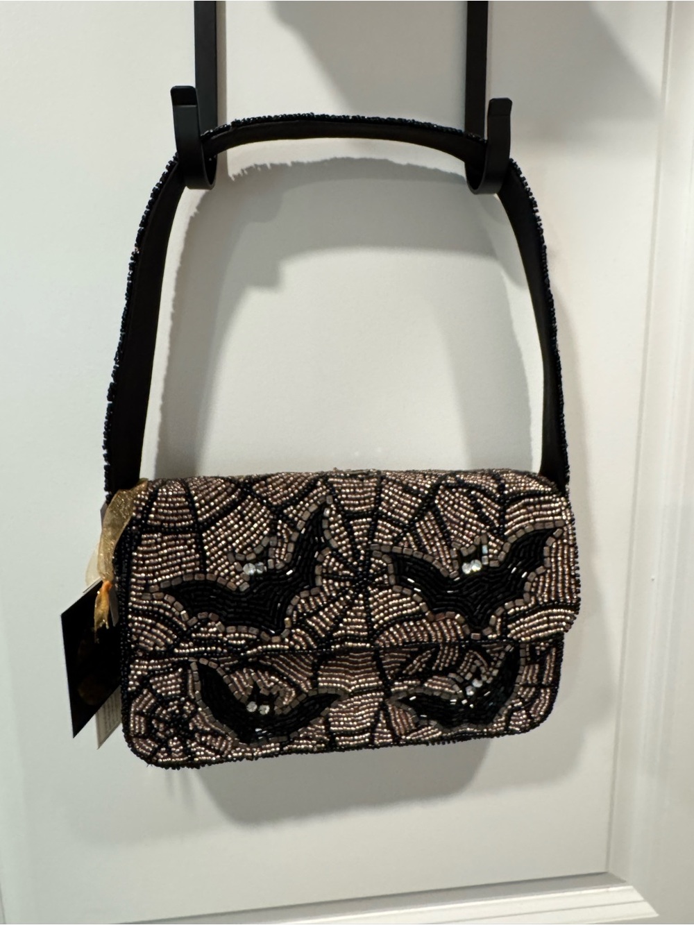 Viral Rare Black Beaded Bat Shoulder Bag